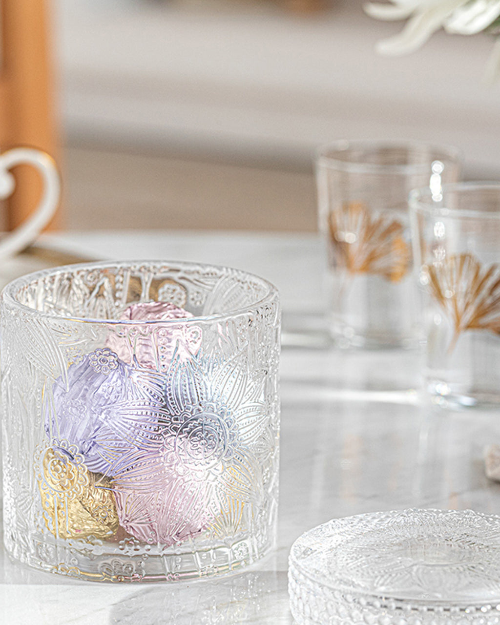 Bloom Glass Sugar Bowl 9x10 cm Transparent (view 2)