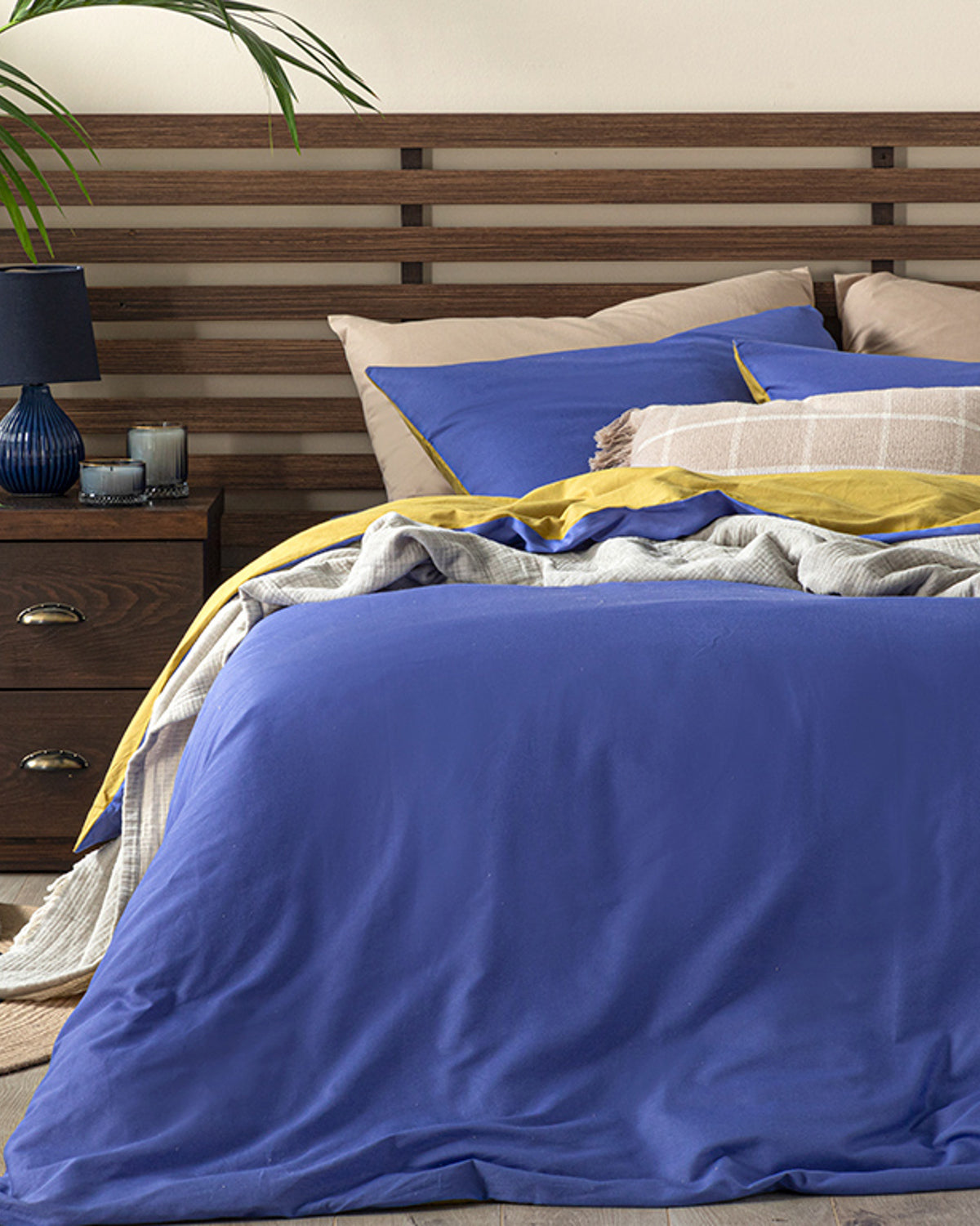 Plain Cotton Single Size Duvet Cover Set 160x220 cm Pansy Purple - Kiwi
