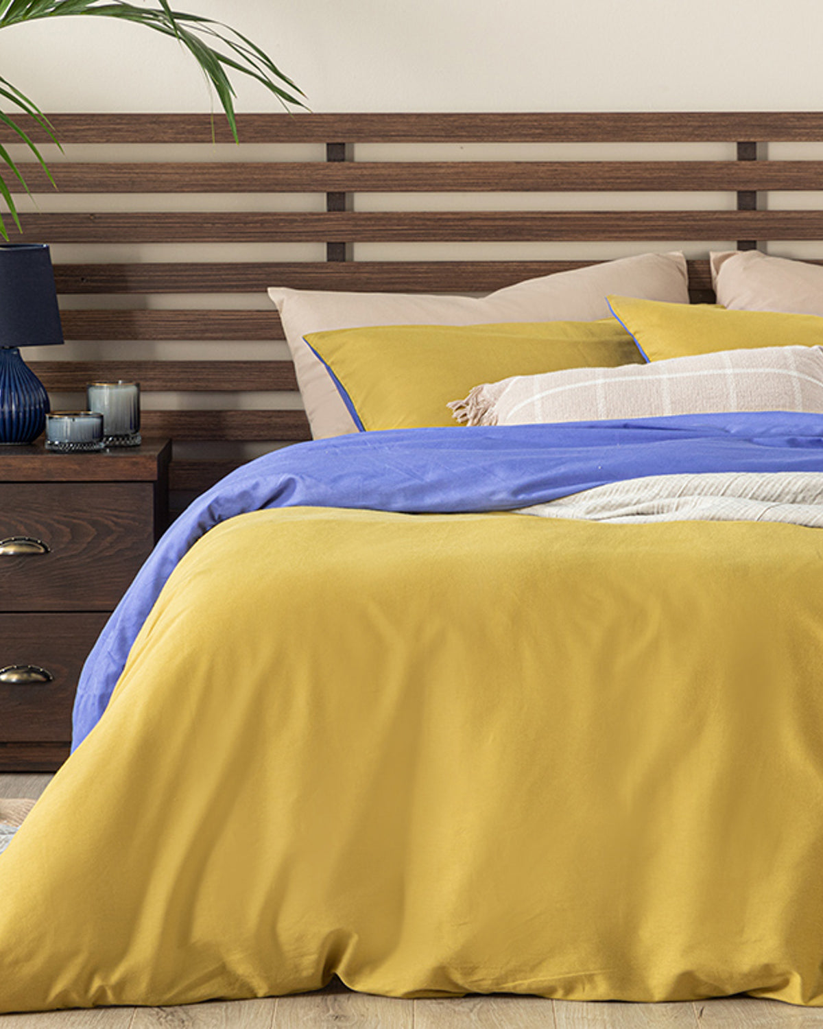 Plain Cotton Single Size Duvet Cover Set 160x220 cm Pansy Purple - Kiwi (view 3)