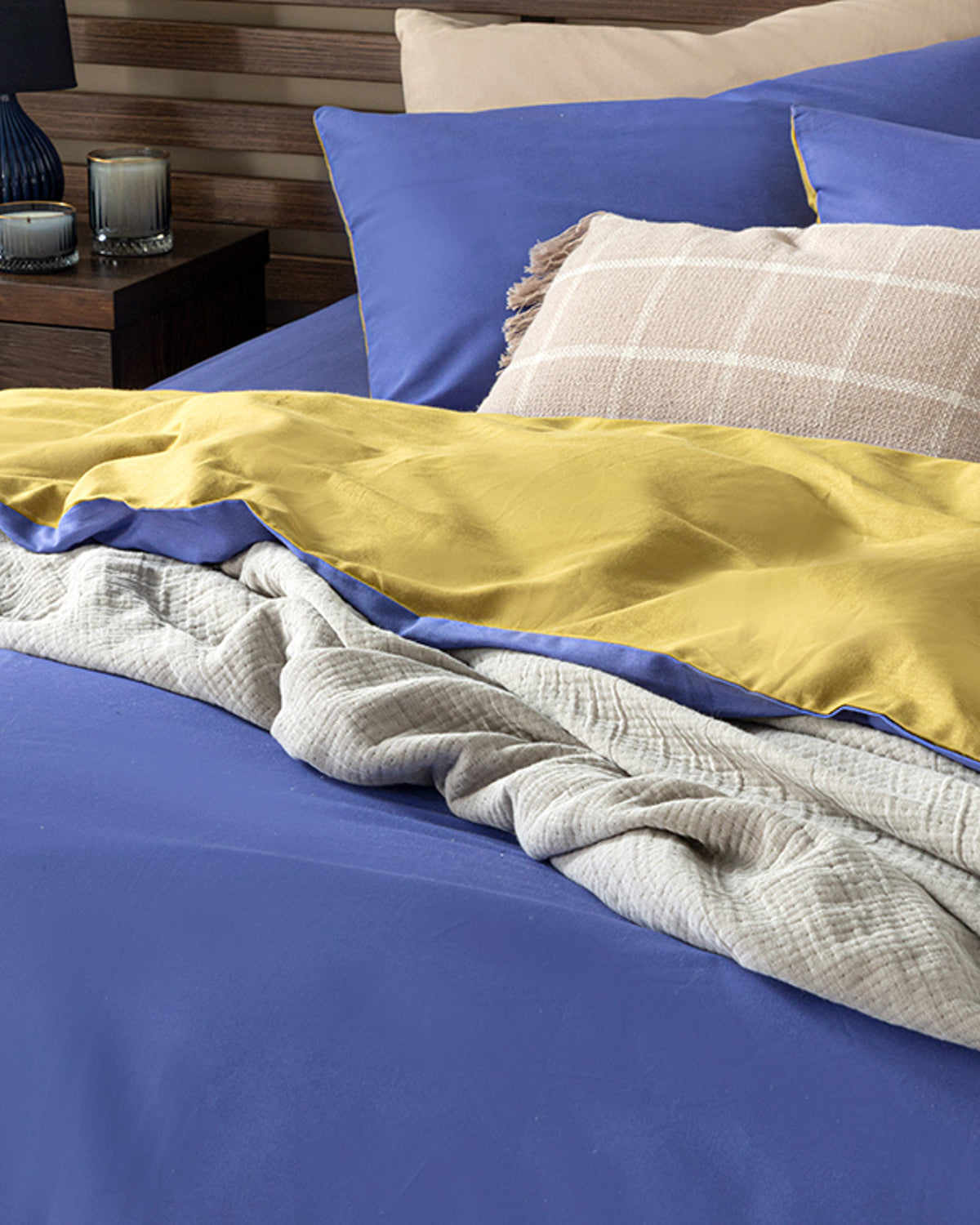 Plain Cotton Single Size Duvet Cover Set 160x220 cm Pansy Purple - Kiwi (view 4)