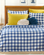 Gingham Printed Single Size Summer Blanket 150x220 cm Navy Blue