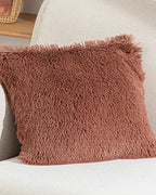 Fluffy Plush Toss Pillow Cover 45x45 cm Dark Dusty Rose (view 2)