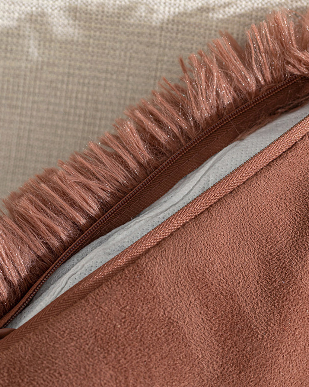 Fluffy Plush Toss Pillow Cover 45x45 cm Dark Dusty Rose (view 3)