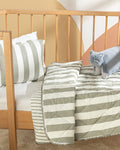 Stripe Cotton Baby Quilt Set 95x145 cm Gray