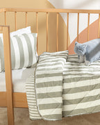 Stripe Cotton Baby Quilt Set 95x145 cm Gray