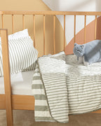 Stripe Cotton Baby Quilt Set 95x145 cm Gray (view 2)