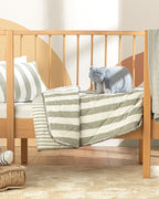 Stripe Cotton Baby Quilt Set 95x145 cm Gray (view 3)