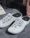Small Flowers Felt Women House Slippers 37 Anthracite