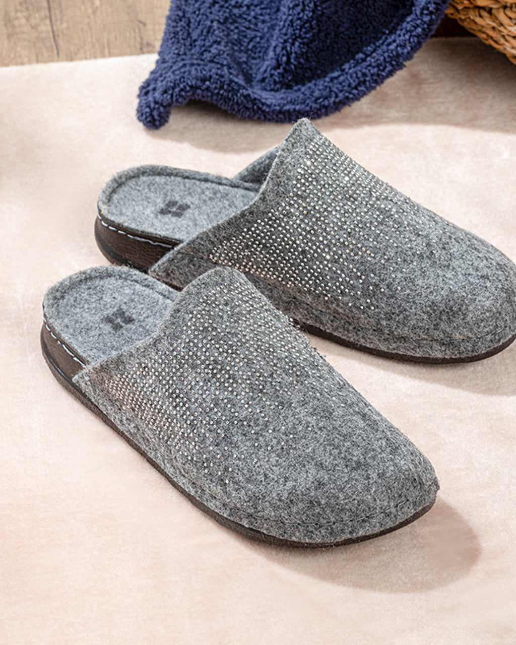 Shine Felt Women House Slippers 37 Gray