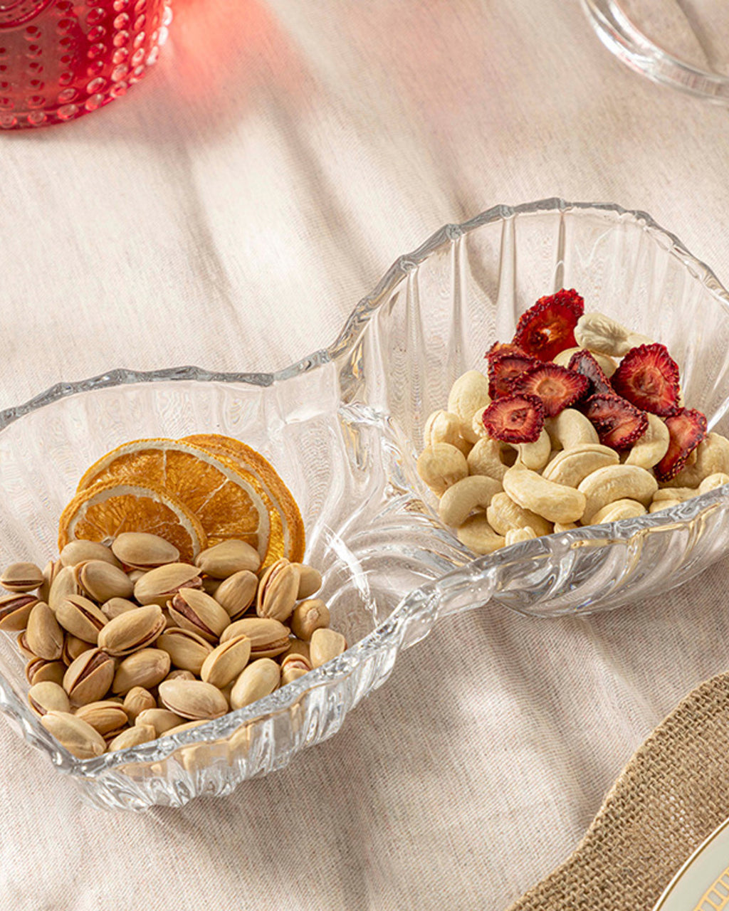 Luly Glass with 2 Sections Snack Bowl 25 cm Transparent (view 2)