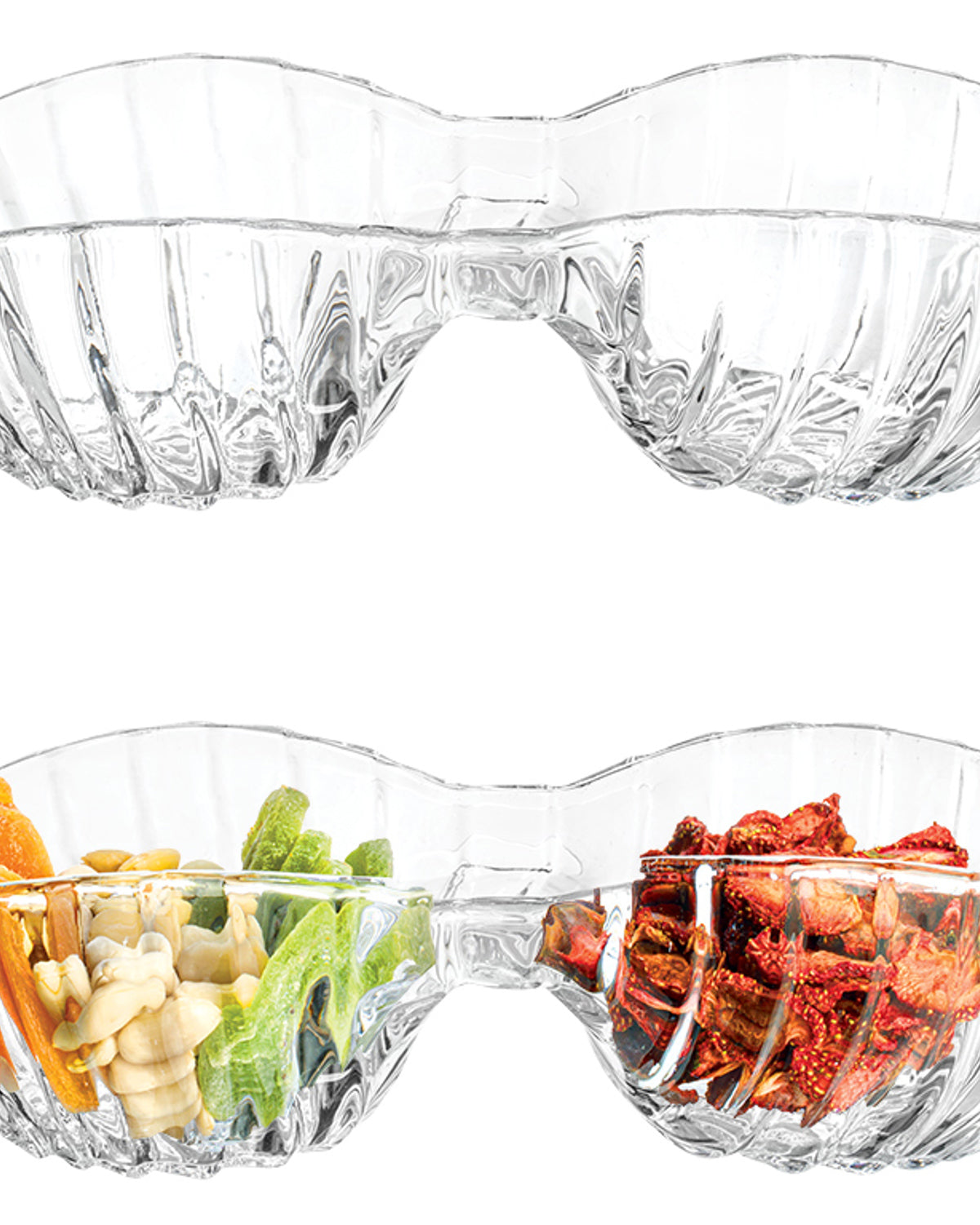 Luly Glass with 2 Sections Snack Bowl 25 cm Transparent (view 4)