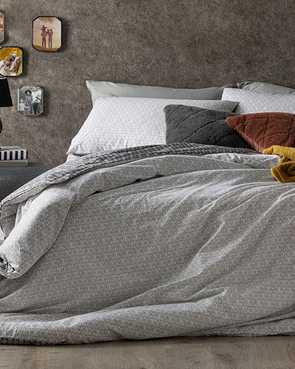 Deltoid Cotton Double Size Duvet Cover Set 200x220 cm Gray (view 2)