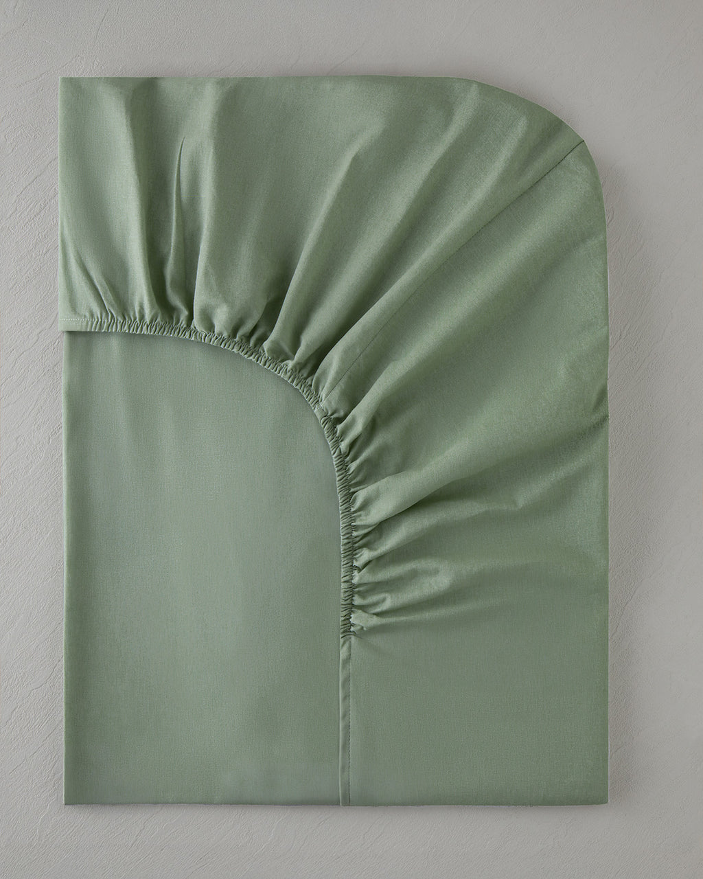 Plain Cotton Fitted Sheet Green Almond - Single 100x200 cm