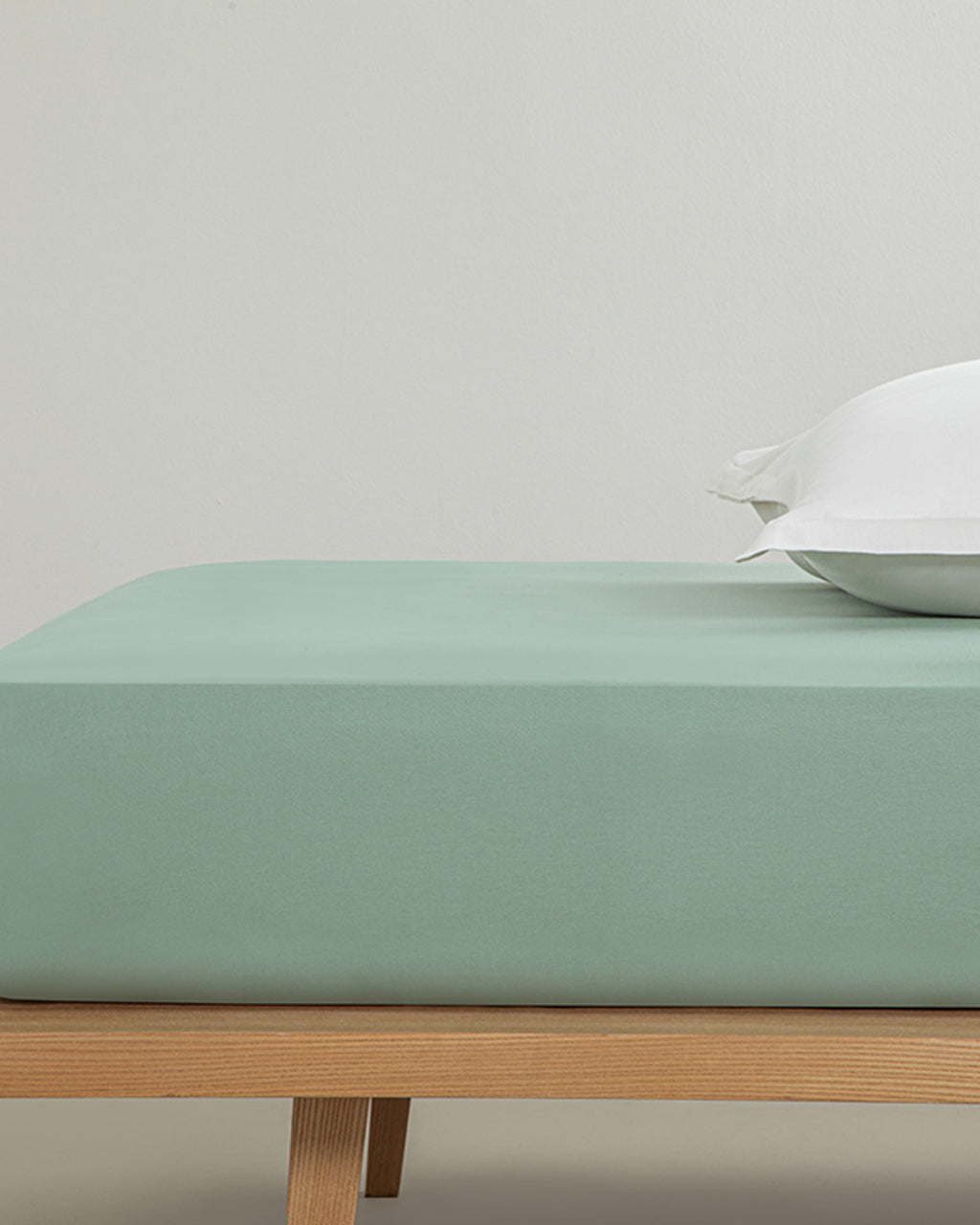 Plain Cotton Fitted Sheet Green Almond (view 9)