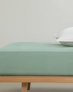 Plain Cotton Fitted Sheet Green Almond (view 9)
