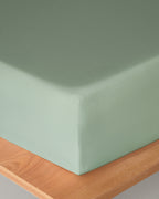 Plain Cotton Fitted Sheet Green Almond (view 22)
