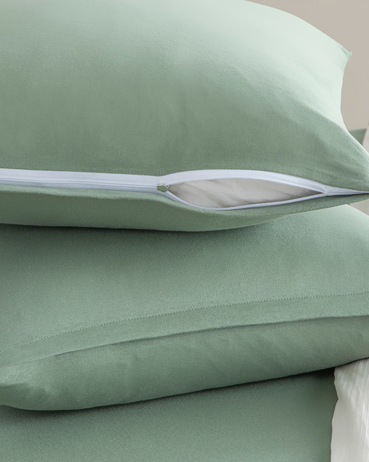 Plain Combed Cotton Single Size Fitted Sheet Set 100x200 cm Green Almond (view 2)