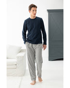 Simple Cotton Combed Cotton Men’s Pajama Set S Gray-Navy Blue (view 3)