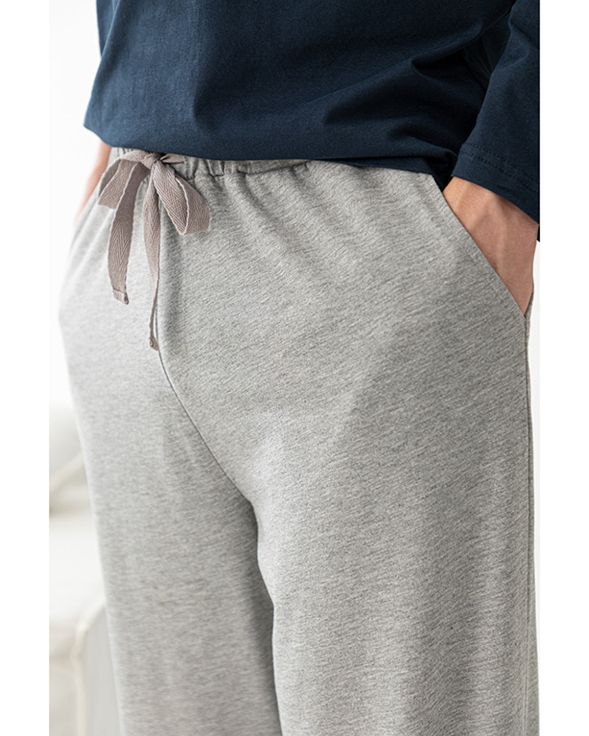 Simple Cotton Combed Cotton Men’s Pajama Set S Gray-Navy Blue (view 4)