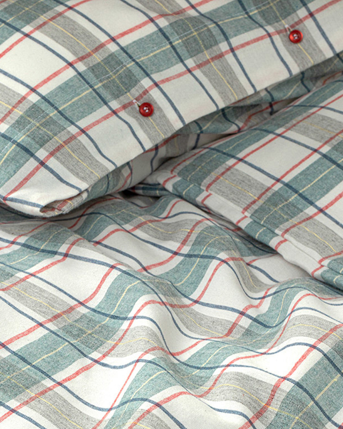 Cozy Plaid Winter Soft Super King Duvet Cover Set Green (view 4)