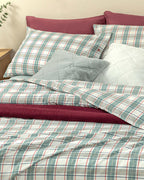 Cozy Plaid Winter Soft Super King Duvet Cover Set Green (view 7)