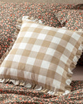 Plaid Cotton Woven Toss Pillow Cover 45x45 cm Beige