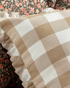 Plaid Cotton Woven Toss Pillow Cover 45x45 cm Beige (view 3)