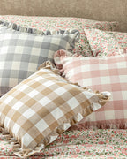 Plaid Cotton Woven Toss Pillow Cover 45x45 cm Beige (view 4)