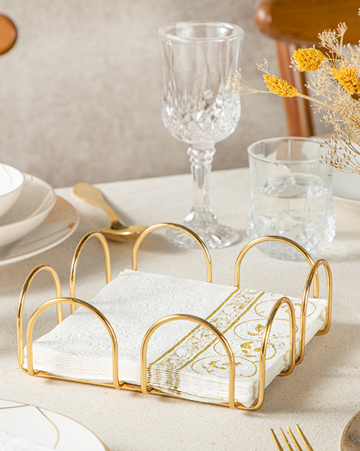 Regent Metal Napkin Holder 18x18 cm Gold