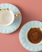 Vanilla New Bone China 4 Pieces 2 Servings Coffee Cup Set 90 ml - Light Blue & Turquoise - Turquoise (view 2)
