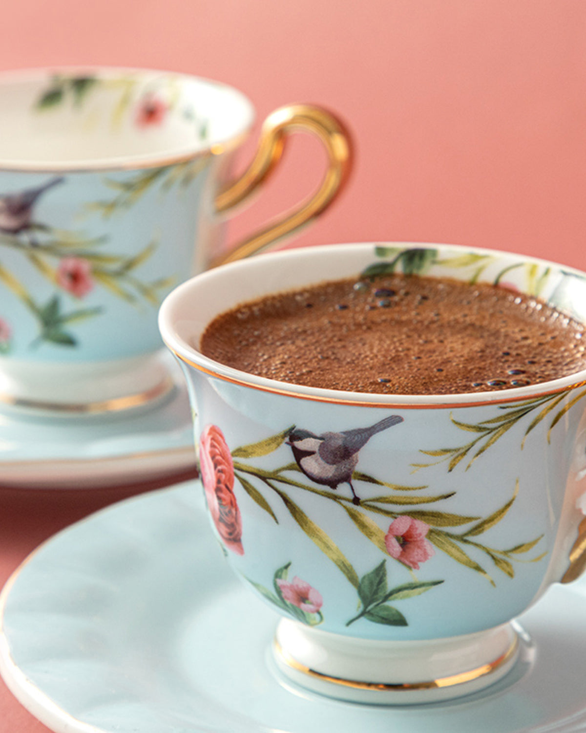 Vanilla New Bone China 4 Pieces 2 Servings Coffee Cup Set 90 ml - Light Blue & Turquoise (view 3)