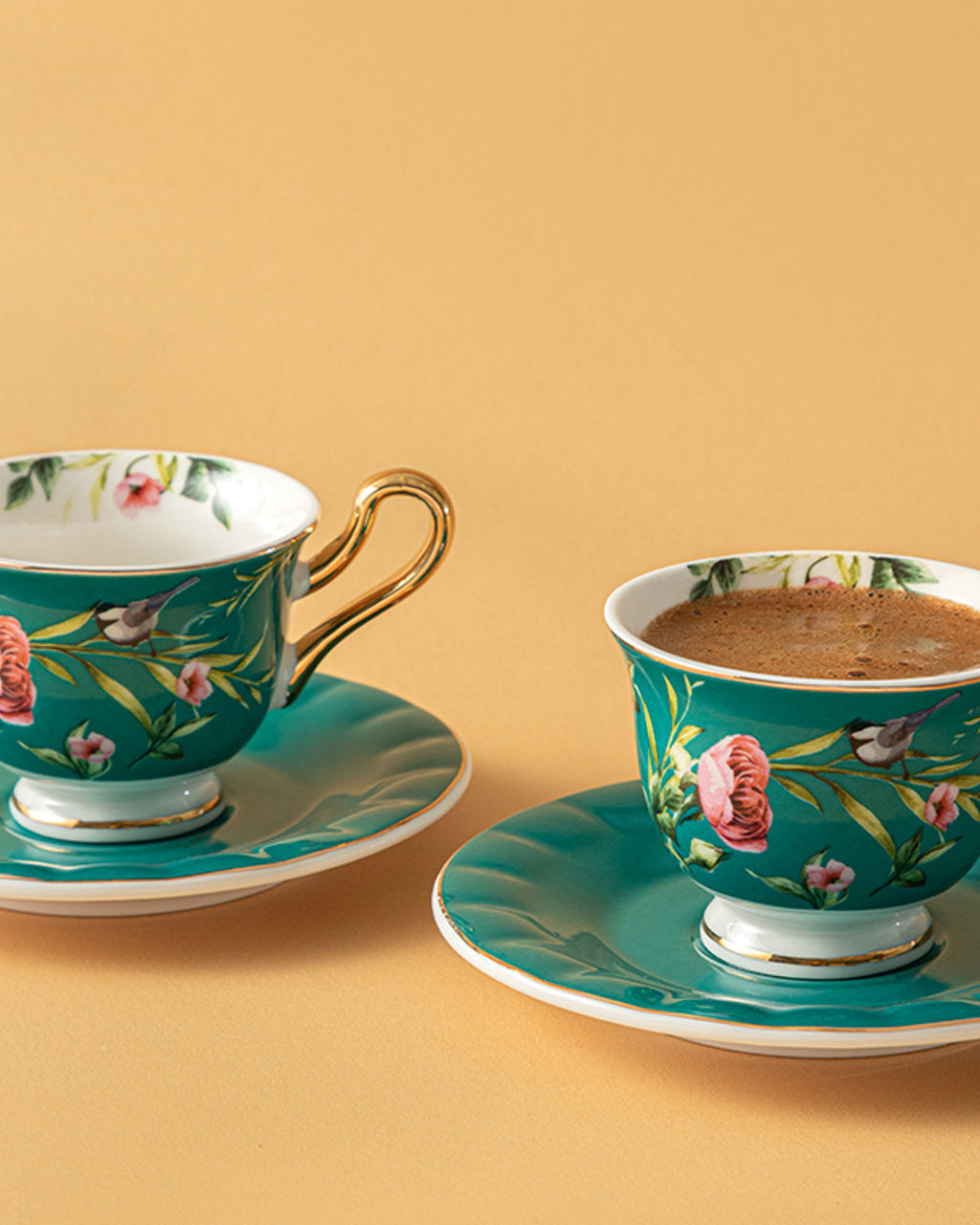 Vanilla New Bone China 4 Pieces 2 Servings Coffee Cup Set 90 ml - Light Blue & Turquoise (view 4)
