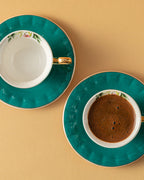 Vanilla New Bone China 4 Pieces 2 Servings Coffee Cup Set 90 ml - Light Blue & Turquoise (view 5)