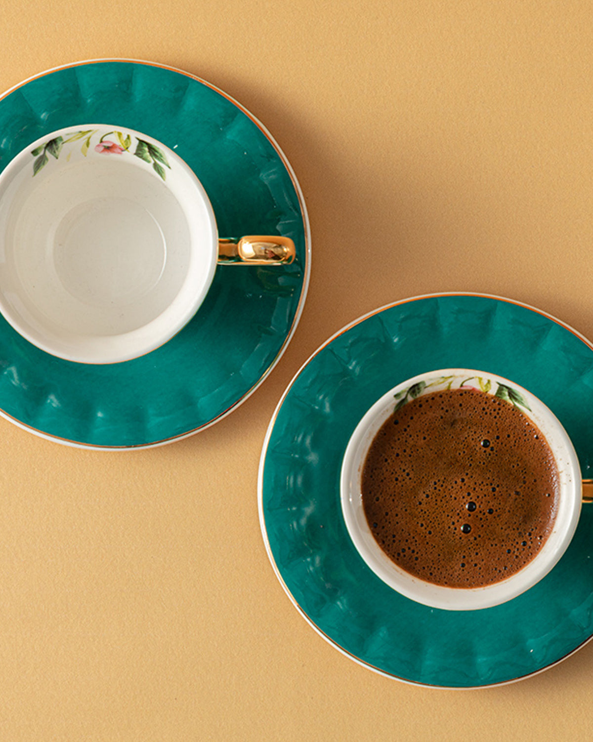 Vanilla New Bone China 4 Pieces 2 Servings Coffee Cup Set 90 ml - Light Blue & Turquoise (view 5)