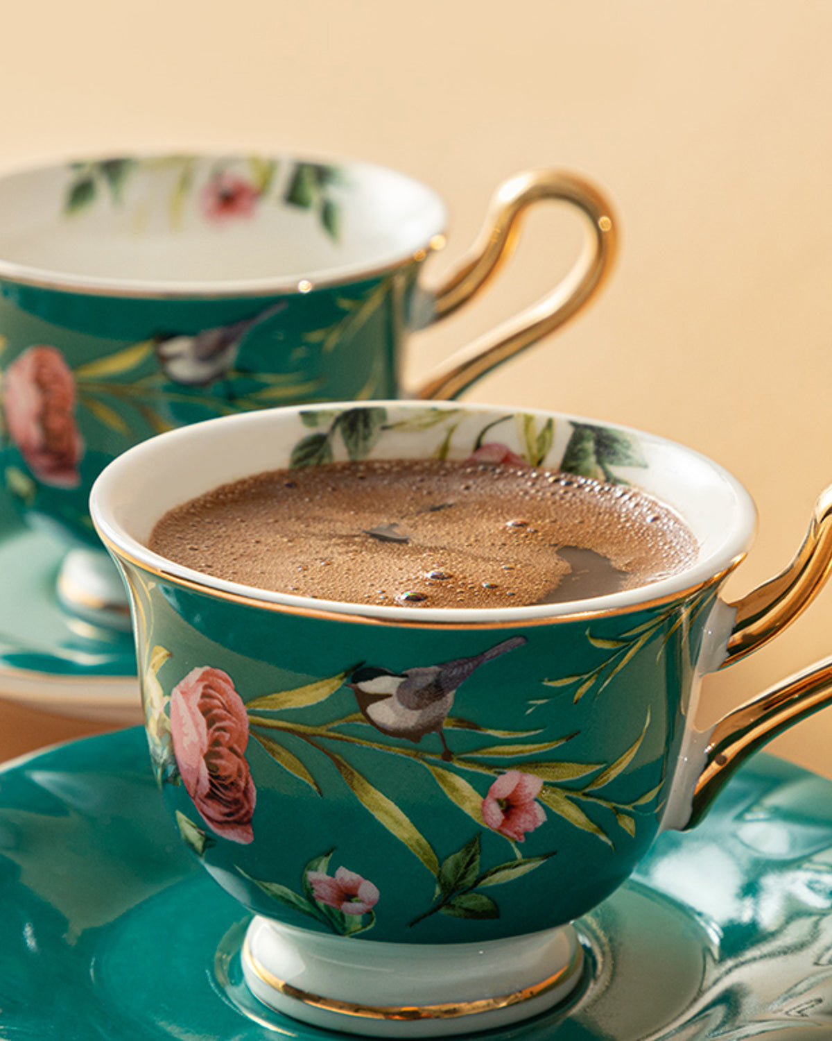 Vanilla New Bone China 4 Pieces 2 Servings Coffee Cup Set 90 ml - Light Blue & Turquoise (view 6)