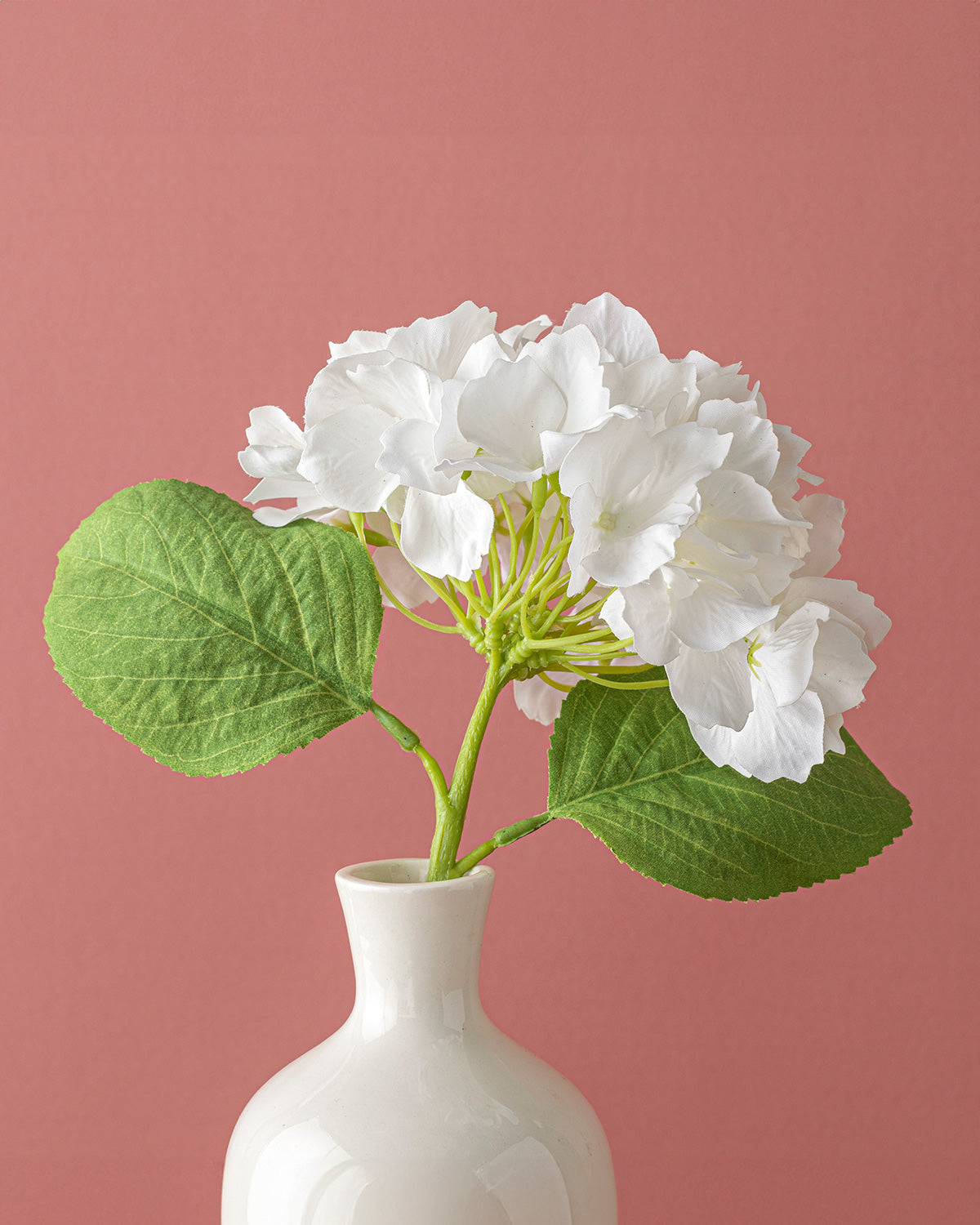 Hortensia Single Branch Artificial Flower 35 cm - White