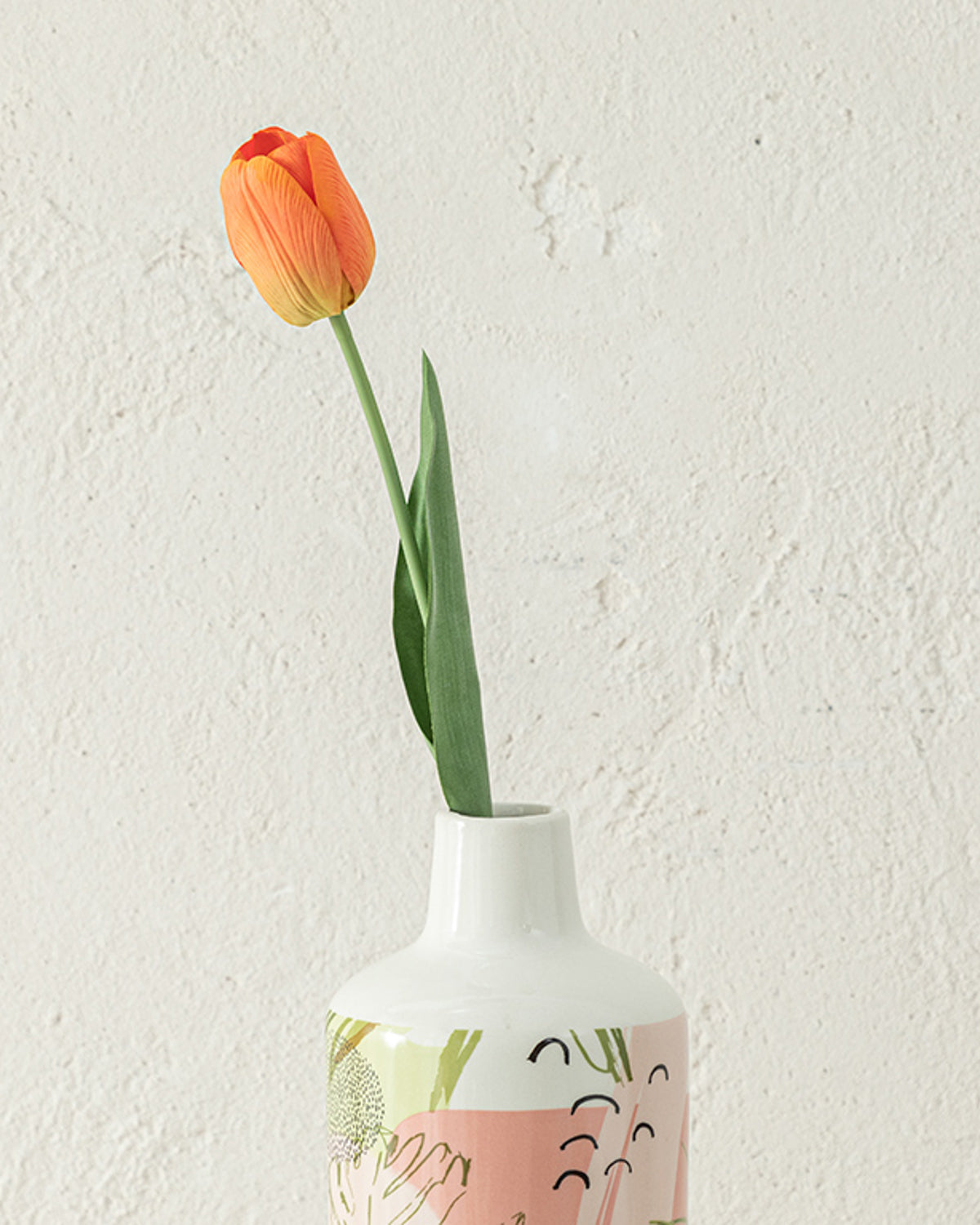 Tulip Garden Single Branch Artificial Flower 45 cm - Orange
