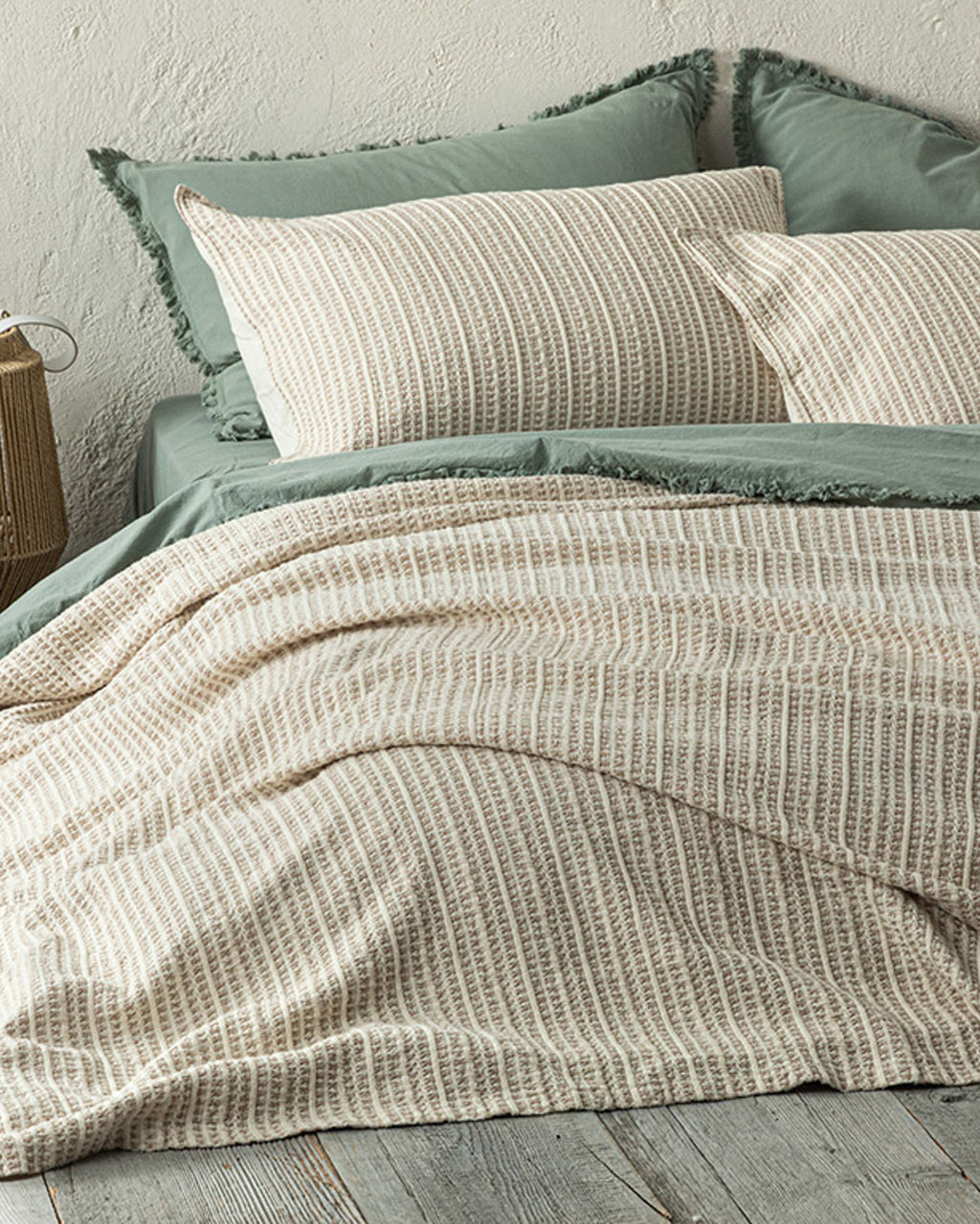 Azure Waffle Jacquard Single Size Bed Spread Set 160x240 cm (view 5)