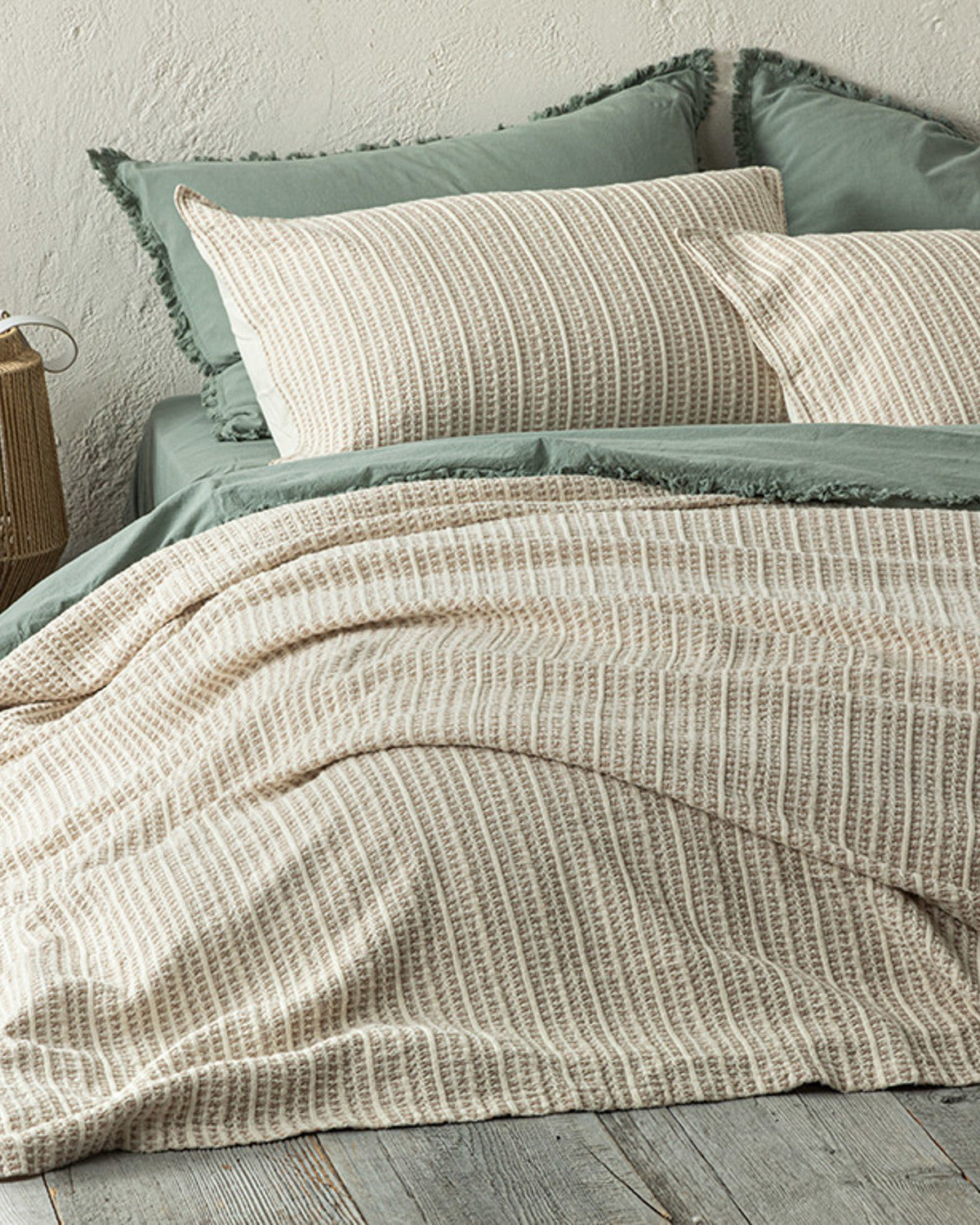 Azure Waffle Jacquard Single Size Bed Spread Set 160x240 cm (view 5)