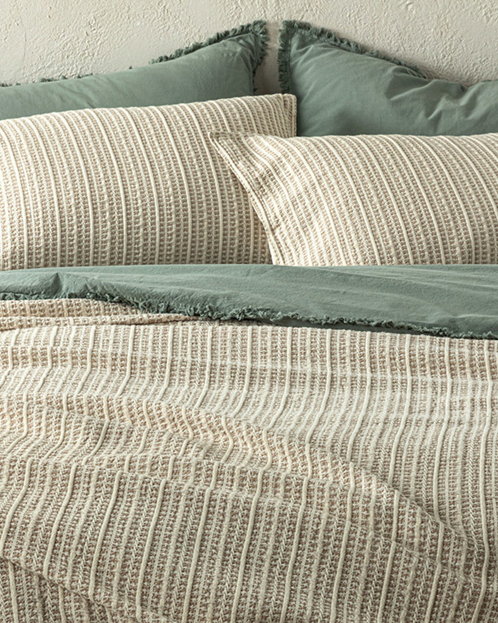Azure Waffle Jacquard Single Size Bed Spread Set 160x240 cm (view 6)