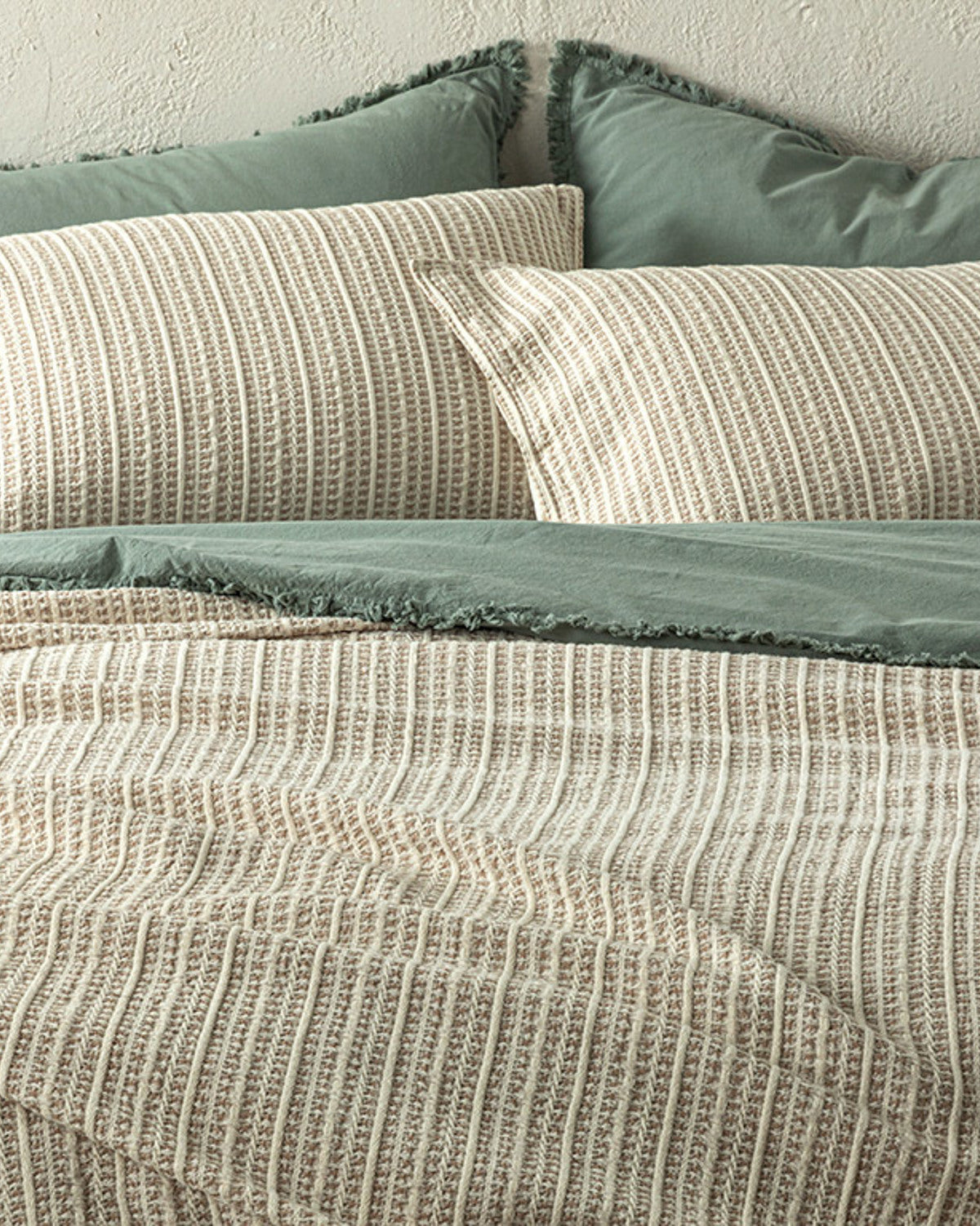 Azure Waffle Jacquard Single Size Bed Spread Set 160x240 cm (view 6)