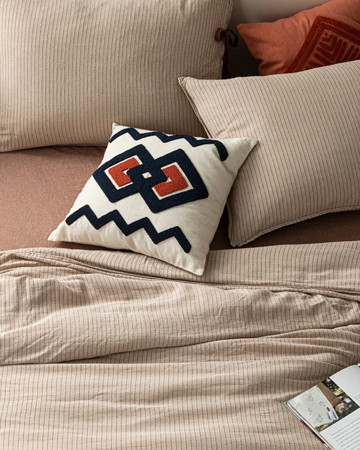 Bowline Part Wash Single Size Duvet Cover Set 160x220 cm Beige - Terracotta (view 2)