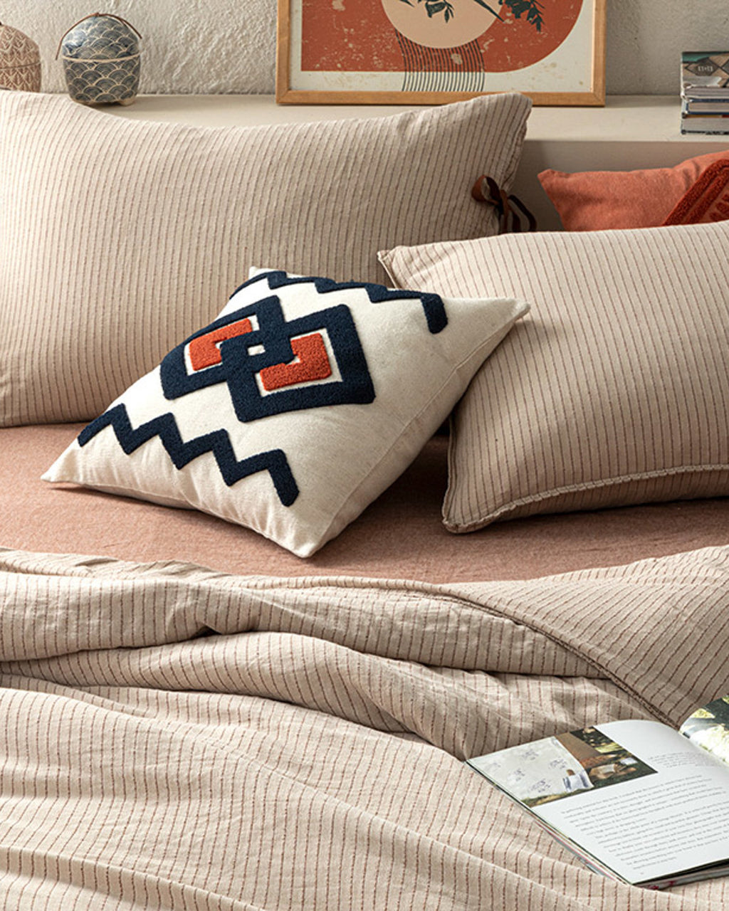 Bowline Part Wash Single Size Duvet Cover Set 160x220 cm Beige - Terracotta (view 3)