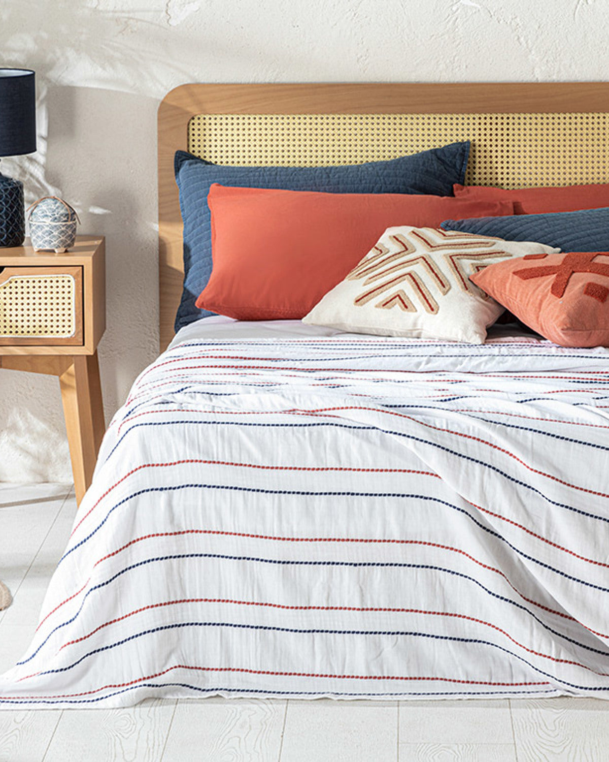 Essence Muslin Bed Spread - Beige, Ecru & White (view 5)
