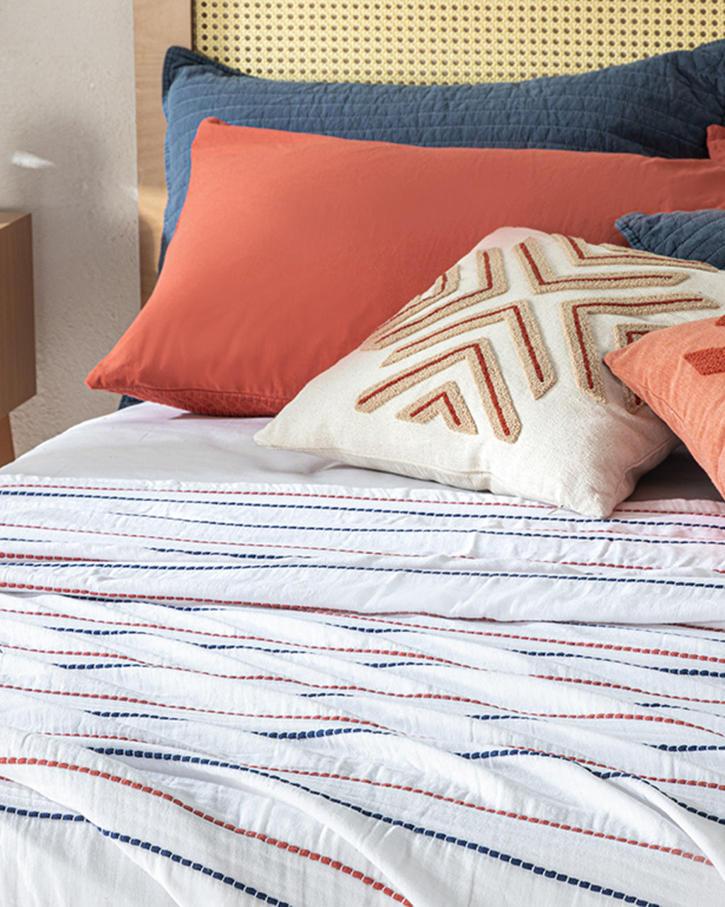 Essence Muslin Bed Spread - Beige, Ecru & White (view 6)