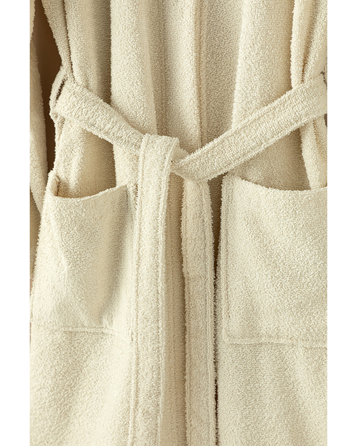 Plain Cotton Bathrobe S-M Cream (view 3)
