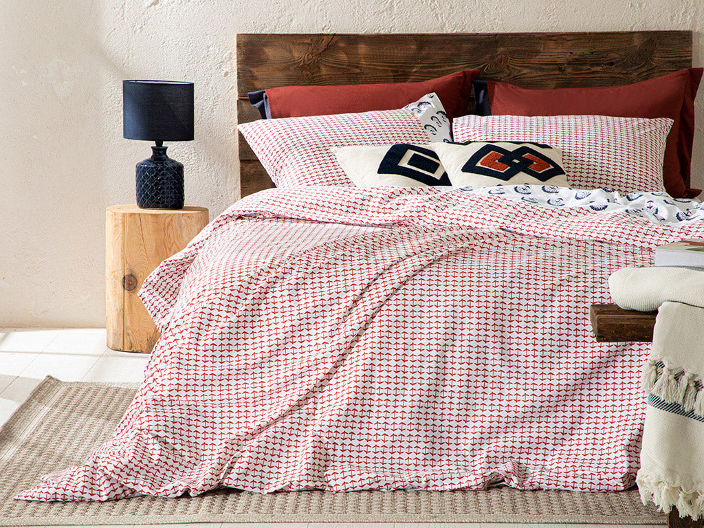 Euphoria Cotton Duvet Cover Set Indigo - Terracotta - King 240x220 cm (view 2)