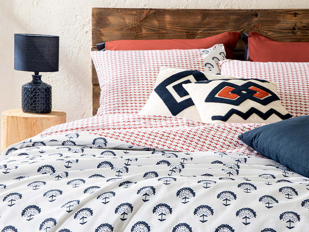 Euphoria Cotton Duvet Cover Set Indigo - Terracotta (view 7)