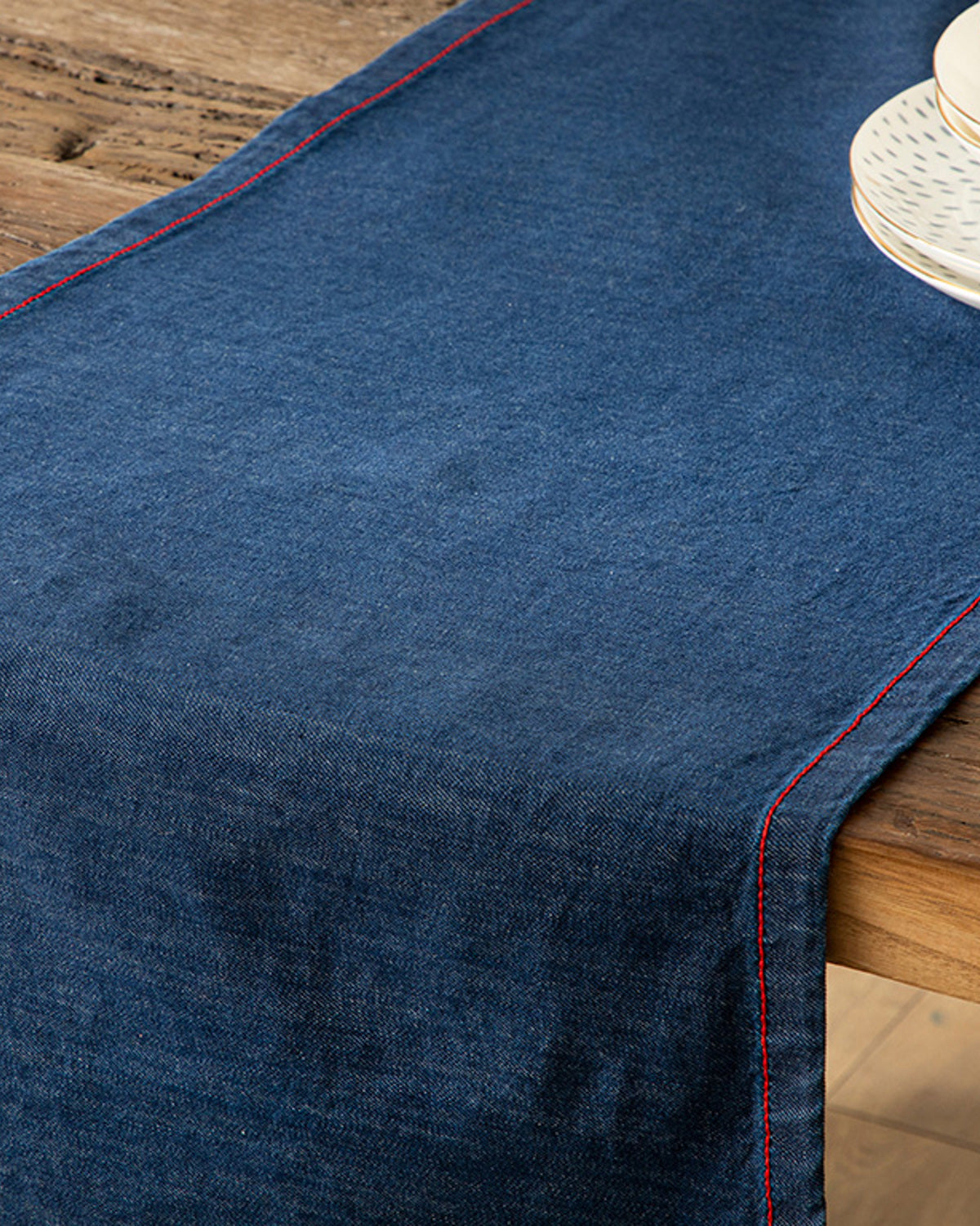 Denim Cotton Runner 40x140 cm Navy Blue (view 2)