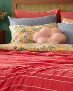 Essence Muslin Bed Spread - Pink & Mustard - Pink - King 260x280 cm (view 2)